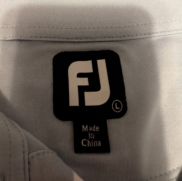 FootJoy Mens L Polo/Golf Shirt. Blueish Grey w/Pink/Navy/White Stripes - Picture 5 of 6